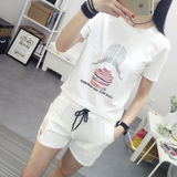 韩国新款显瘦短袖t恤休闲短裤两件套夏季女装学生运动套装女夏天