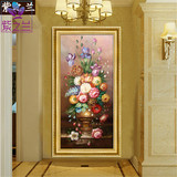 紫之兰 富贵花卉油画 纯手绘新古典卧室书房客厅挂画 玄关装饰画