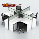 上海办公家具组合屏风办公桌黑色铝合金屏风员工桌4人职员桌椅子