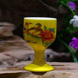 中国风黄色龙纹酒具套装陶瓷小酒杯高脚杯烈酒杯龙酒杯白酒高脚杯
