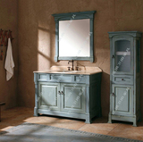 地中海浴室柜落地蓝色欧式卫浴柜洗手台洗脸盆柜组合复古橡木手盆