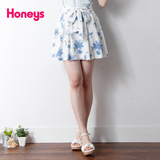【商场同款】2016夏季新款Honeys复古半身短裙雪纺修身百褶伞裙