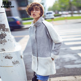 2015新品秋装女风衣韩版潮修身单排扣中长款羊羔毛呢大衣呢子外套