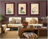 中式客厅装饰画  现代卧室挂画沙发背面三联画 有框画 高档国画