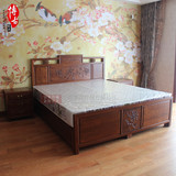 实木双人床 中式卧室家具 古典家具 明清仿古老榆木1.8六尺双人床
