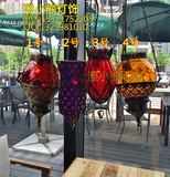 漫咖啡吊灯红色吊灯复古镂空花琉璃吊灯树挂组合西餐厅咖啡厅灯饰