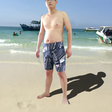 韩国运动游泳裤男士平角时尚款温泉加肥大码宽松五分长性感花夏季