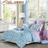 正品水星斜纹韩式风床单式纯棉活性印花床上用品四件套502823