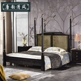 新中式实木床现代简约床双人床婚床样板间卧室家具布艺床全实木床