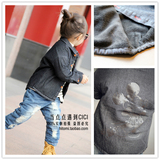 【乐点家】韩版 秋冬款长袖 男童女童儿童加绒加厚 牛仔衬衫外套