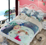 韩版纯棉卡通3D龙猫三四件套 全棉床单学生宿舍被套罩床上用品