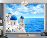定制时尚艺术彩色玻璃贴膜地中海订制磨砂玻璃窗贴衣柜移门贴纸