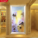 纯手绘现代简约玄关走廊室内设计装饰挂画抽象荷花油画墙壁画竖幅