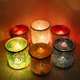 欧式简约创意玻璃蜡烛台摆件 浪漫烛光晚餐道具 酒吧家居装饰品灯
