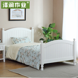 泽润家具 全实木双人床成人单人床1.5米儿童床白色公主床小孩子床