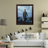 【淋膜油画】毛主席画像去安源风景画有框客厅办公室伟人照片宣传