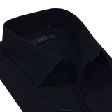 Romon/罗蒙衬衫 春秋男式长袖纯黑色商务休闲纯色中年免烫衬衣