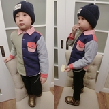 2015新款韩版冬装儿童装男童拼色加绒衬衫小中童潮宝宝加厚衬衣