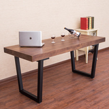 简约现代铁艺实木餐桌原木办公桌会议桌大班台电脑桌工作台咖啡桌