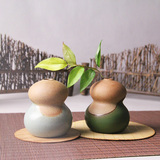景德镇手工陶瓷 简约现代日式葫芦花器花插摆件 家居装饰品花瓶