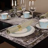 欧式美式样板间餐桌西式西餐餐具套装 刀叉勺西餐盘餐垫餐巾餐扣