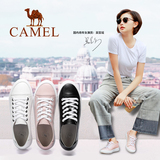 Camel/骆驼女鞋2016新款韩版清新休闲系带圆头平底单鞋舒适小白鞋
