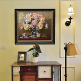 客厅卧室玄关餐厅纯手绘油画欧美式装饰油画牡丹花油画花香四溢