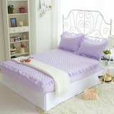 紫色韩式公主花边床笠天蓝夹棉加厚床笠单件2米2米2.2床垫保护套