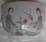 清代收藏古董粉彩仕女老瓷器 盖碗无盖