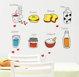 可移除墙贴 厨房小品 创意卡通早餐甜点橱柜厨房冰箱餐厅墙壁贴纸