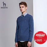 Hazzys哈吉斯2015秋季新款韩版男士秋季修身套头纯色羊毛衫
