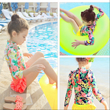 2015韩国夏季女孩可爱儿童分体泳衣女童温泉公主学生长袖小中大童