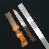 日本进口 传统工艺师佐治山野小刀115青纸有色大马士革刀手工直刀