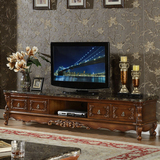 欧式电视柜组合客厅实木雕花电视柜地柜大理石深色仿古美式电视柜