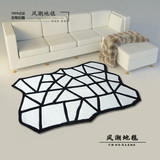 现代简约创意地毯客厅 茶几个性黑白异形不规则格子方块卧室 地毯