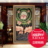 东南亚泰式风格手绘金箔油画家居玄关装饰画中式走廊过道挂画竖版