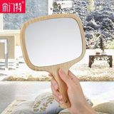 帝门特大小号短柄木质手柄镜子 化妆镜可悬挂可手持梳妆镜美容镜