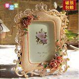 欧式创意树脂镂空雕花画框摆台复古韩式田园玫瑰6寸7寸10寸相框