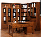 胡桃木书柜组合全实木书柜现代胡桃木家具二门三门转角书架包邮
