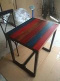 loft美式乡村彩色条纹铁艺实木餐桌椅书桌子椅子做旧原木定制专拍