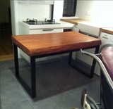 整装美式乡村复古loft铁艺餐桌会议桌工作台绘图桌实木原木办公桌