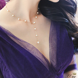 韩版时尚百搭人造珍珠锁骨链性感流苏女士项链短款送女友礼物