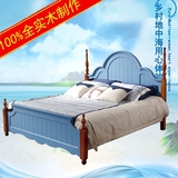 地中海床全实木床1.5米纯松木双人床韩式床白色美式床高箱床1.8米