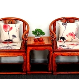 垫套加厚中国风古典家具坐中式餐椅垫红木椅子太师椅坐垫荷花亚麻