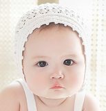 韩国进口纯棉宝宝镂空胎帽婴儿帽子手工针织帽儿童帽子公主帽拍照