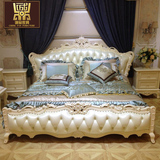 欧式真皮美式实木雕刻双人床橡木真皮大床1.8米婚床卧室家具配套