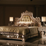 法式雕花床欧式实木床奢华双人床皇帝床布艺软靠床1.8米时尚大床