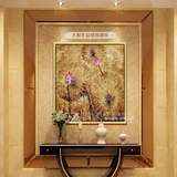 手绘油画家居饰品泰式欧式金泊银荷花叶池装饰花卉抽象挂玄关客厅