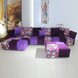 爱依瑞斯沙发正品面料简约现代组合转角可拆洗南茜紫色沙发