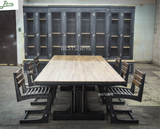 会议桌美式复古大型会议桌个性餐桌创意办公桌铁艺特色吧桌实木桌